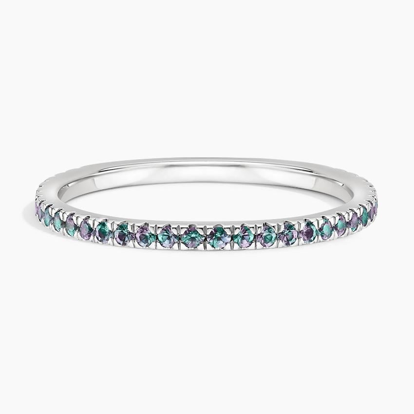 Lab Alexandrite Pavé Three-Quarter Coverage Wedding Band - 1.4 mm