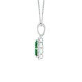 Lab-Created Emerald Clover with Floating Cluster and Moissanite Halo Pendant Necklace