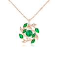 Lab-Created Emerald Olive Branch with Mixed-Cut Leaves Pendant Necklace