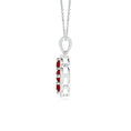 Lab-Created Ruby Clover with Floating Cluster and Moissanite Halo Pendant Necklace