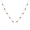 Lab-Created Ruby Oval and Emerald-Cut Stones Station Necklace