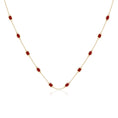 Lab-Created Ruby Oval and Emerald-Cut Stones Station Necklace