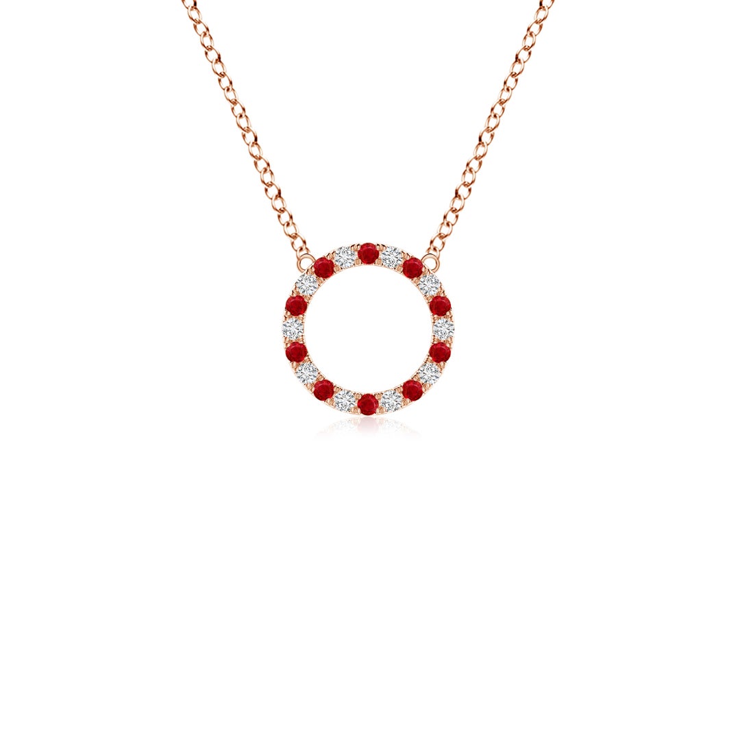 Lab-Created Ruby and Moissanite Open Circle Eternity Pendant Necklace