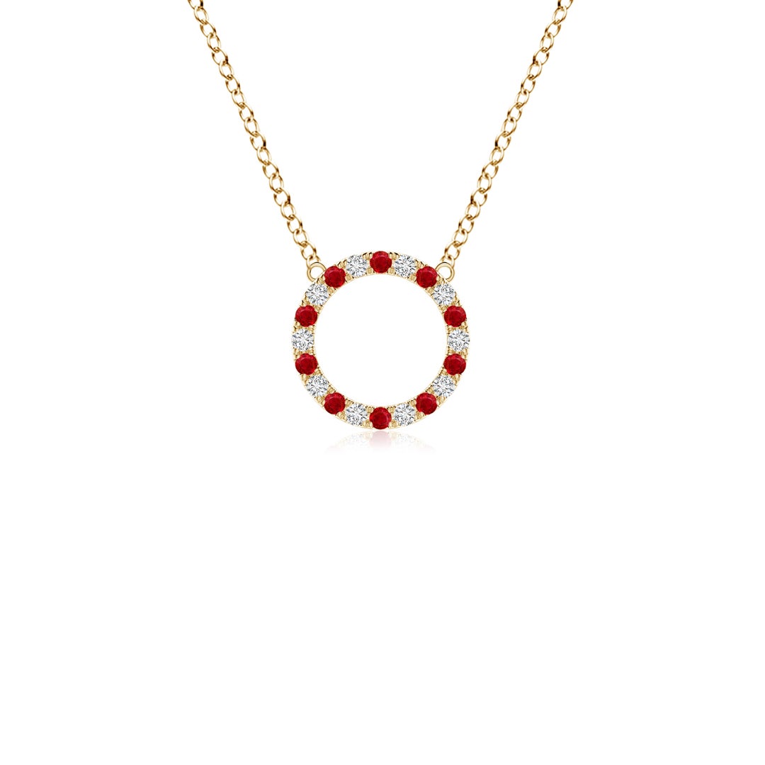 Lab-Created Ruby and Moissanite Open Circle Eternity Pendant Necklace