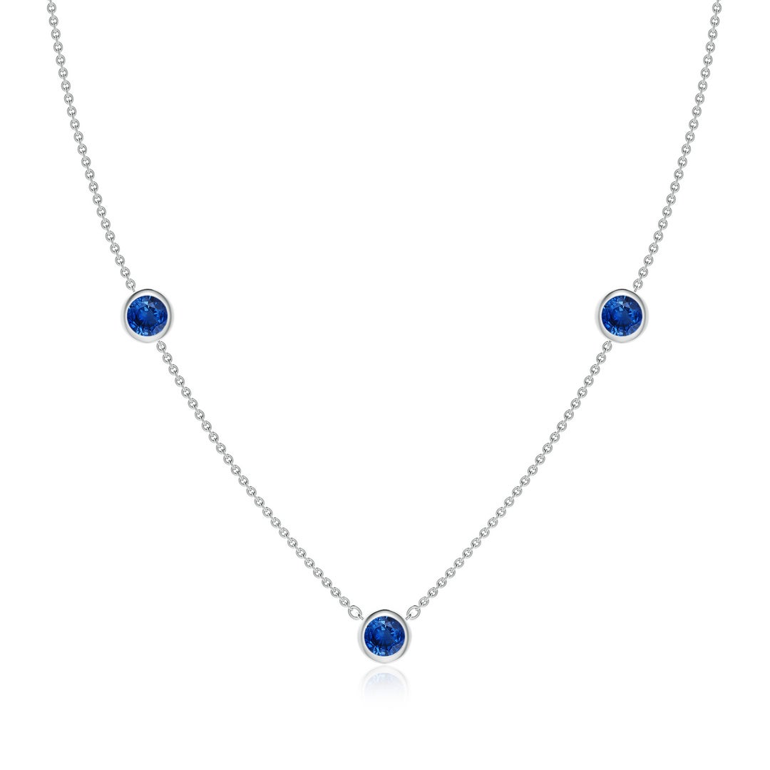 Lab-Grown Bezel-Set Blue Sapphire Station Necklace