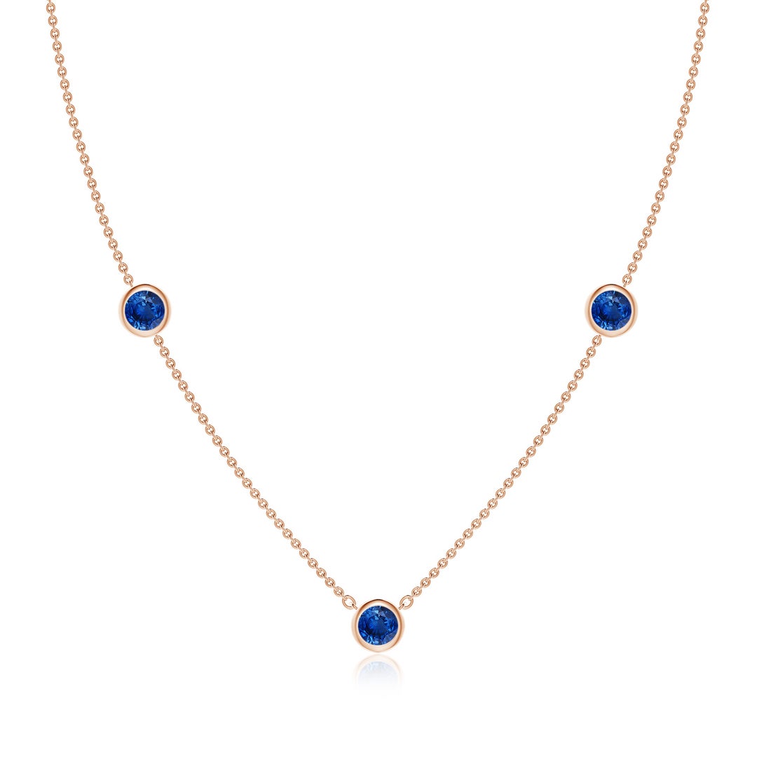 Lab-Grown Bezel-Set Blue Sapphire Station Necklace