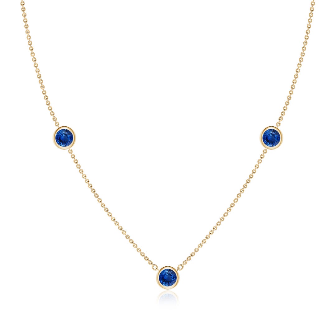 Lab-Grown Bezel-Set Blue Sapphire Station Necklace