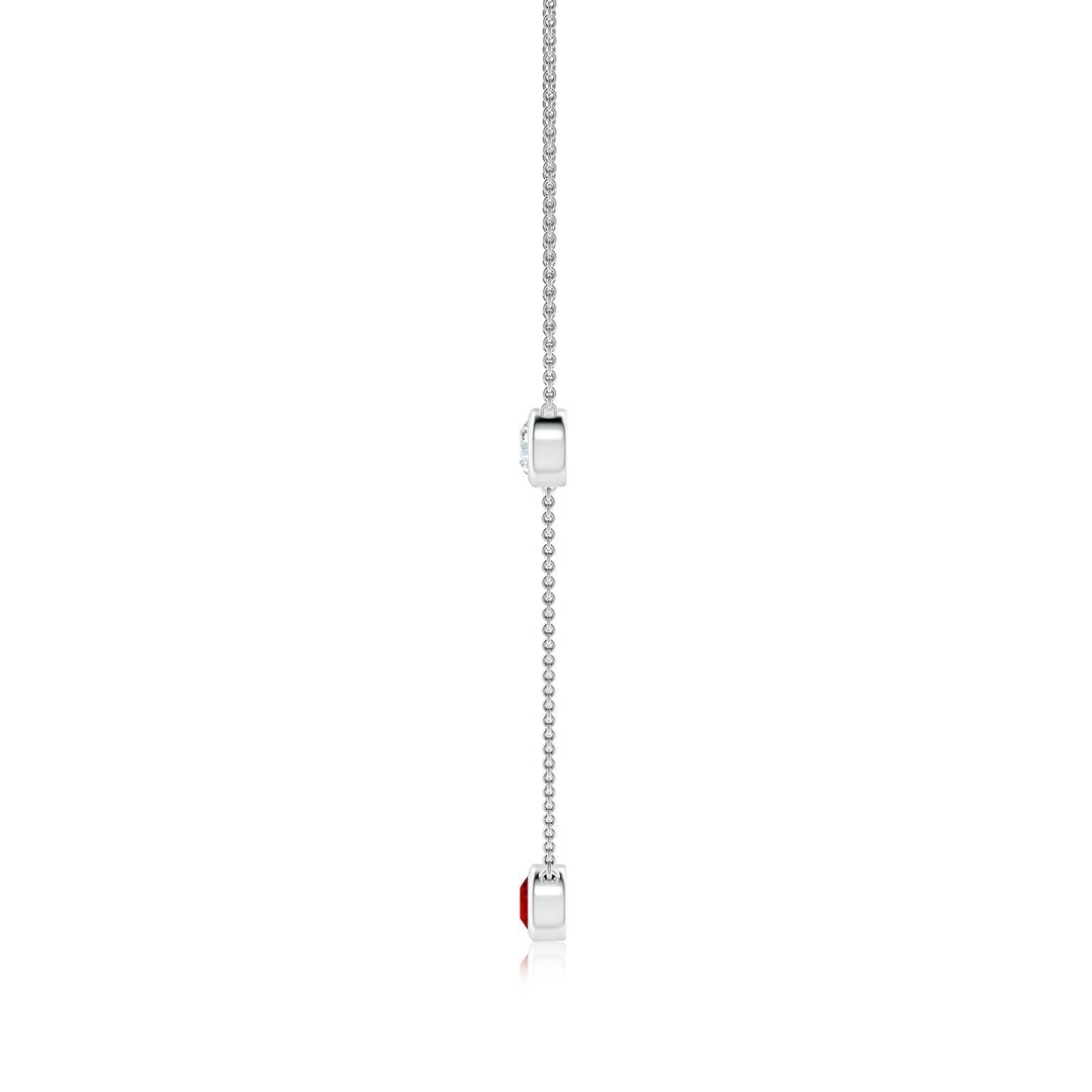 Lab-Grown Bezel-Set Ruby and Moissanite Station Necklace