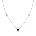 Lab-Grown Bezel-Set Ruby and Moissanite Station Necklace