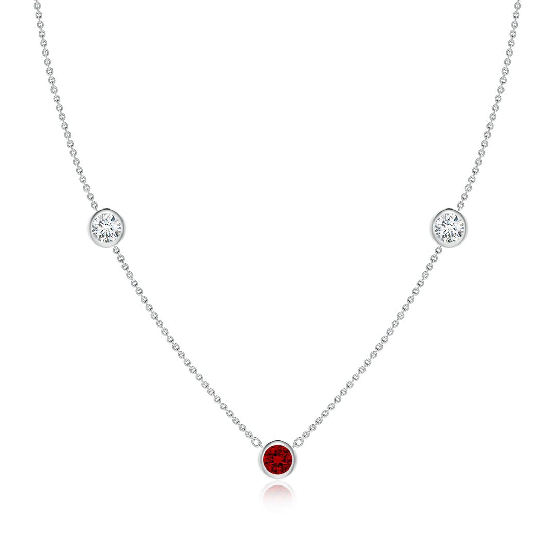 Lab-Grown Bezel-Set Ruby and Moissanite Station Necklace