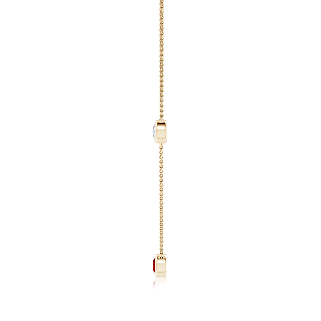Lab-Grown Bezel-Set Ruby and Moissanite Station Necklace