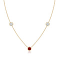 Lab-Grown Bezel-Set Ruby and Moissanite Station Necklace