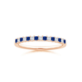 Princess Lab-Grown Blue Sapphire and Moissanite Semi Eternity Wedding Band