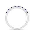 Princess Lab-Grown Blue Sapphire and Moissanite Semi Eternity Wedding Band