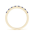 Princess Lab-Grown Blue Sapphire and Moissanite Semi Eternity Wedding Band
