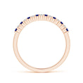 Princess Lab-Grown Blue Sapphire and Moissanite Semi Eternity Wedding Band
