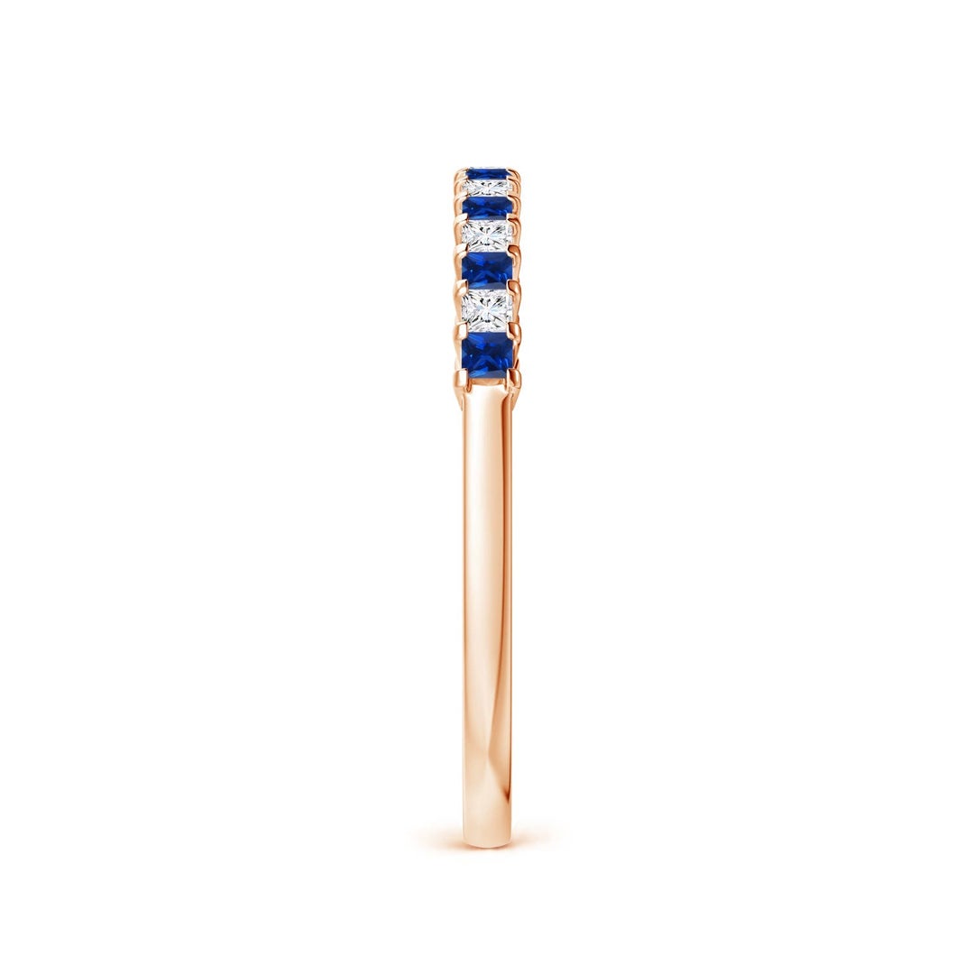 Princess Lab-Grown Blue Sapphire and Moissanite Semi Eternity Wedding Band