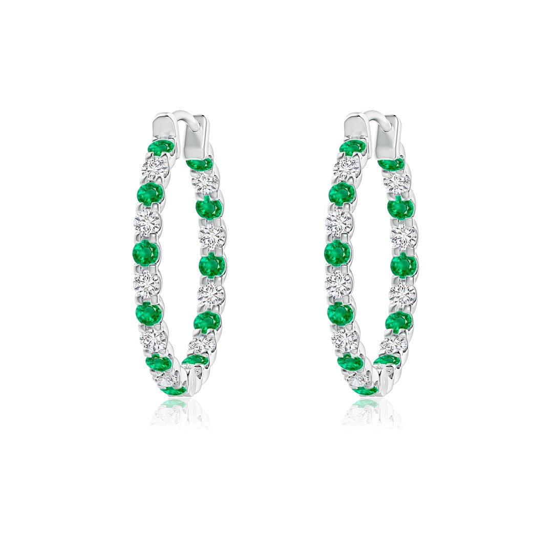 Lab-Grown Emerald and Moissanite Inside–Out Hoop Earrings