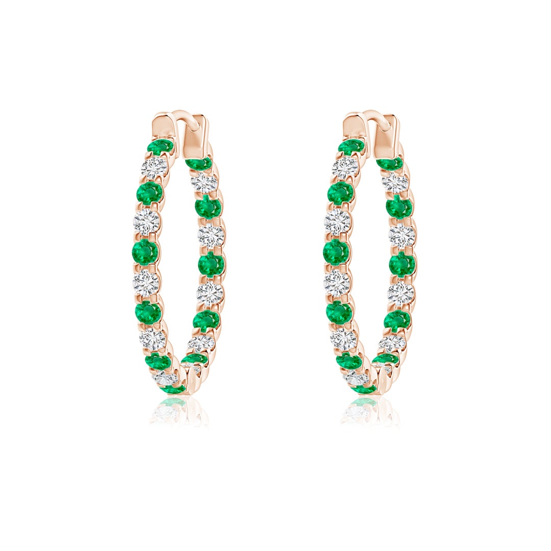 Lab-Grown Emerald and Moissanite Inside–Out Hoop Earrings