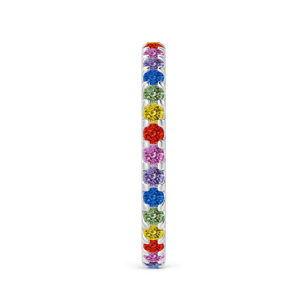 Lab-Grown Multi-Coloured Gemstone Eternity Wedding Band - 2.0 mm