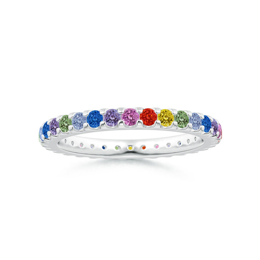 Lab-Grown Multi-Coloured Gemstone Eternity Wedding Band - 2.0 mm