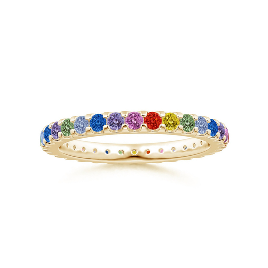 Lab-Grown Multi-Coloured Gemstone Eternity Wedding Band - 2.0 mm
