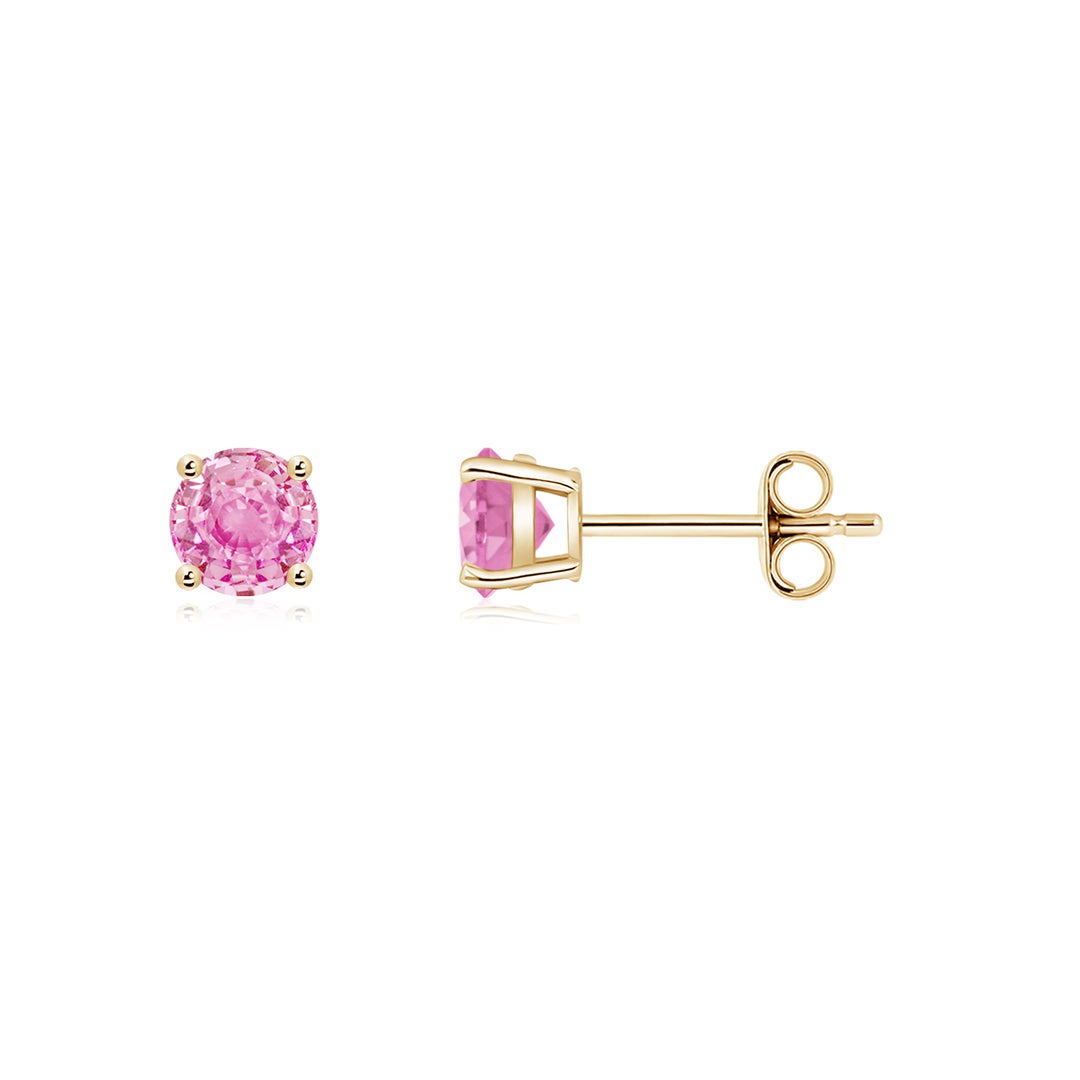 Lab-Grown Pink Sapphire Basket-Set Stud Earrings
