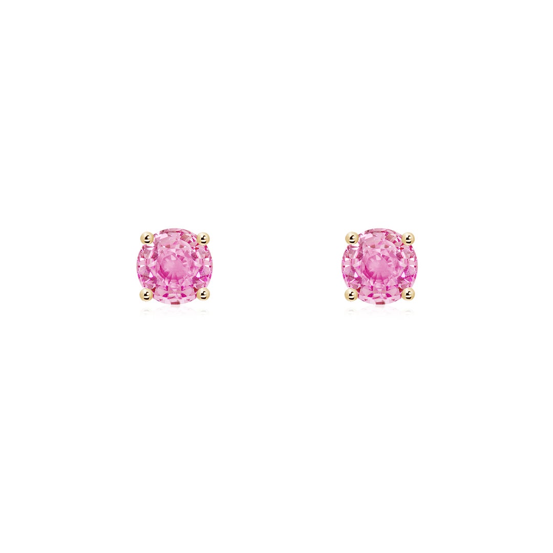 Lab-Grown Pink Sapphire Basket-Set Stud Earrings