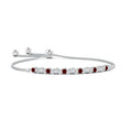 Lab Ruby and Moissanite Criss-Cross Bolo Bracelet