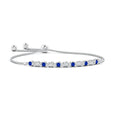 Lab Sapphire and Moissanite Criss-Cross Bolo Bracelet