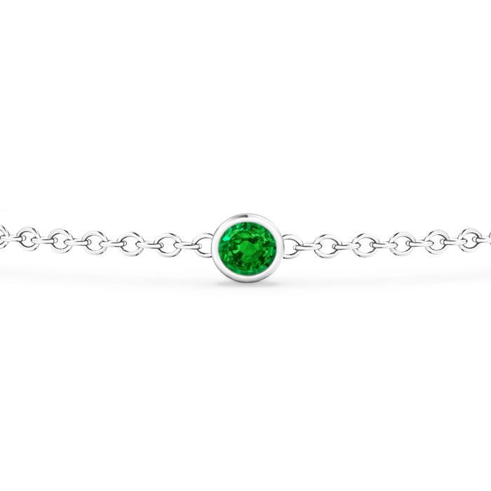 Lab-created Emerald and Moissanite Bezel Chain Bracelet