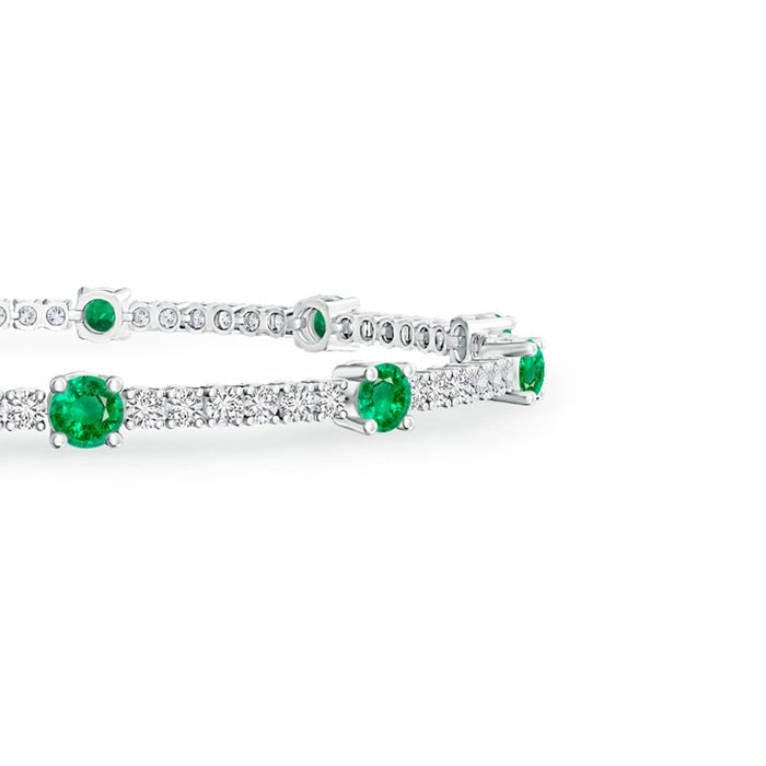 Lab-created Emerald with Moissanite Accents Station Tennis Bracelet