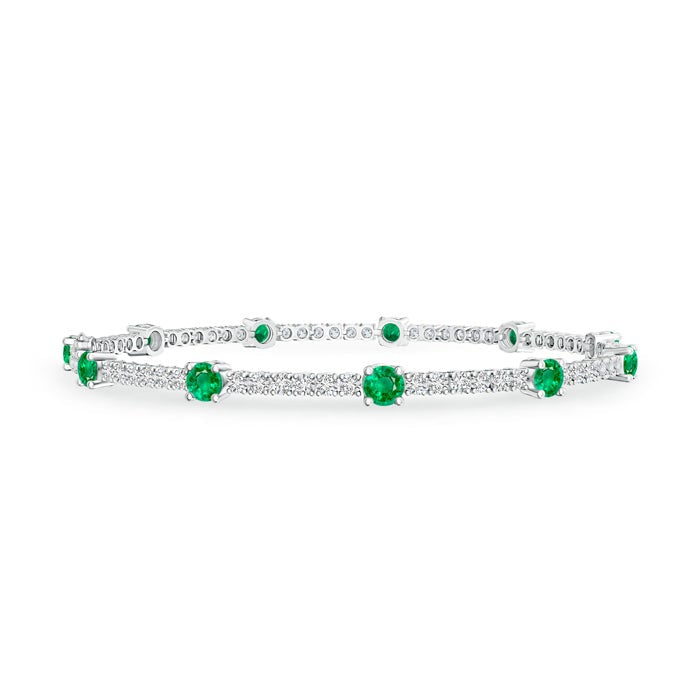 Lab-created Emerald with Moissanite Accents Station Tennis Bracelet
