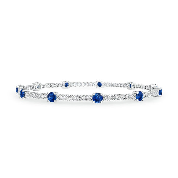 Lab-created Sapphire with Moissanite Accents Station Tennis Bracelet