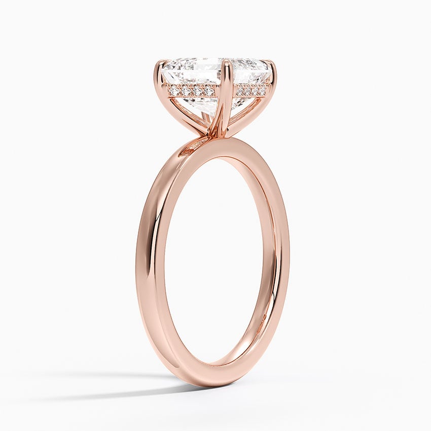Linea Asscher Cut with Hidden Halo Moissanite Engagement Ring