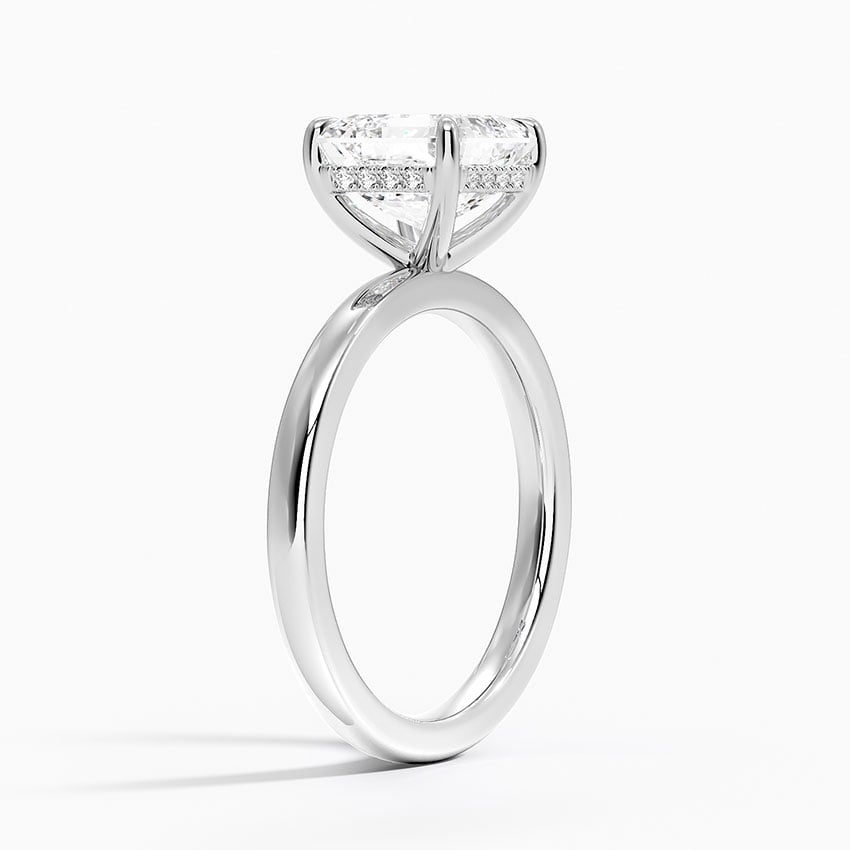 Linea Asscher Cut with Hidden Halo Moissanite Engagement Ring