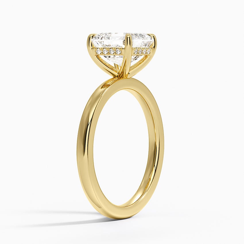 Linea Asscher Cut with Hidden Halo Moissanite Engagement Ring