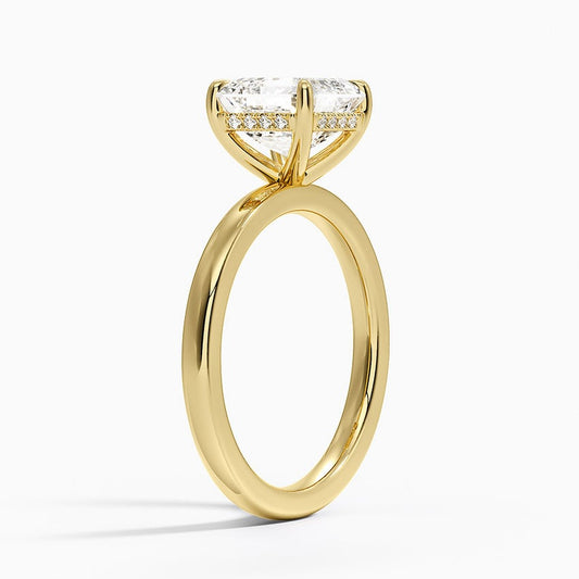 Linea Asscher Cut with Hidden Halo Moissanite Engagement Ring