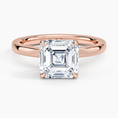 Linea Asscher Cut with Hidden Halo Moissanite Engagement Ring