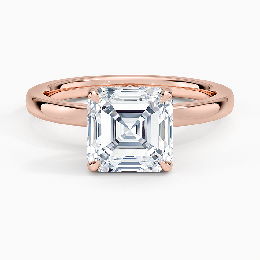 Linea Asscher Cut with Hidden Halo Moissanite Engagement Ring