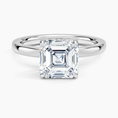 Linea Asscher Cut with Hidden Halo Moissanite Engagement Ring