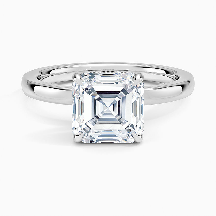 Linea Asscher Cut with Hidden Halo Moissanite Engagement Ring