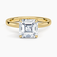 Linea Asscher Cut with Hidden Halo Moissanite Engagement Ring