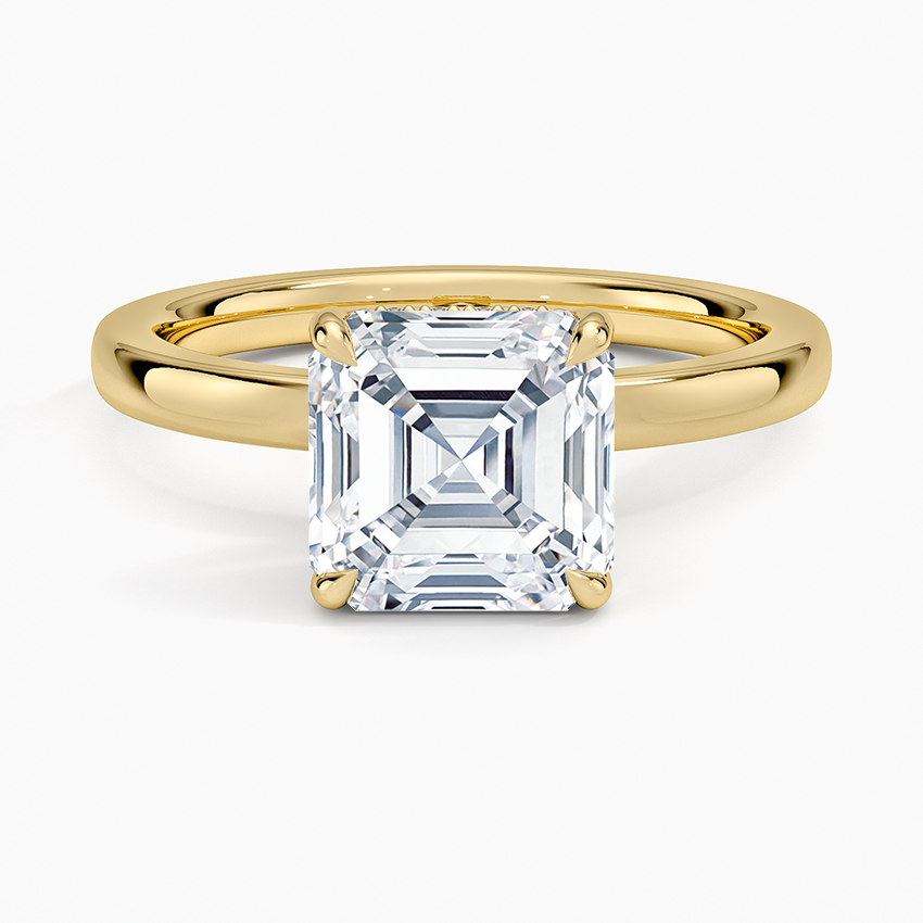 Linea Asscher Cut with Hidden Halo Moissanite Engagement Ring