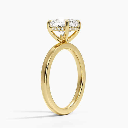 Linea Cushion Cut with Hidden Halo Moissanite Engagement Ring