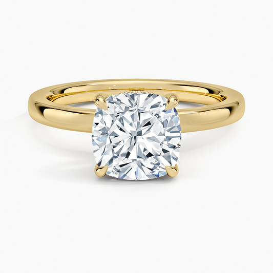 Linea Cushion Cut with Hidden Halo Moissanite Engagement Ring