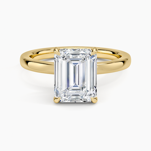 Linea Emerald Cut with Hidden Halo Moissanite Engagement Ring