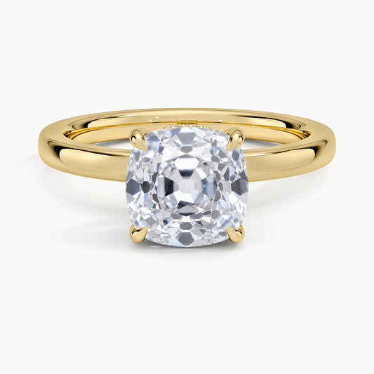 Linea Old Mine Cut with Hidden Halo Moissanite Engagement Ring