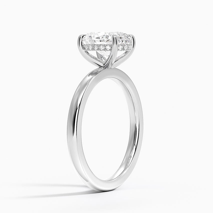 Linea Oval Cut with Hidden Halo Moissanite Engagement Ring