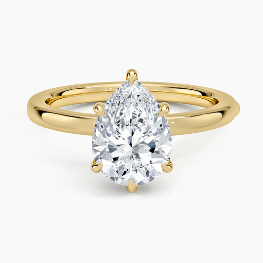 Linea Pear Cut with Hidden Halo Moissanite Engagement Ring